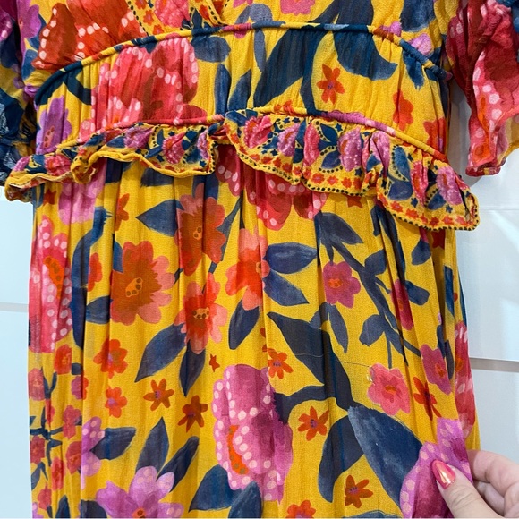 FARM RIO | FLORAL DREAM MAXI DRESS | Small | Anthropologie | Tiered Gown - Picture 9 of 10